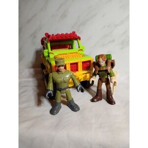 Fisher Price Imaginext Jurassic Park Vehicle Truck with 2 Figures and Backpack